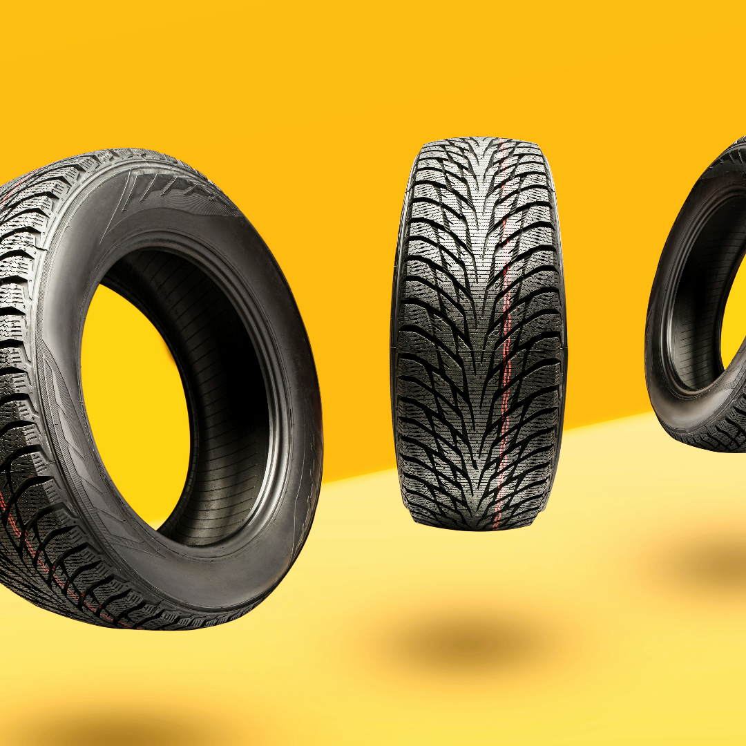 Matchings project illustration, piture of tyres on a yellow background