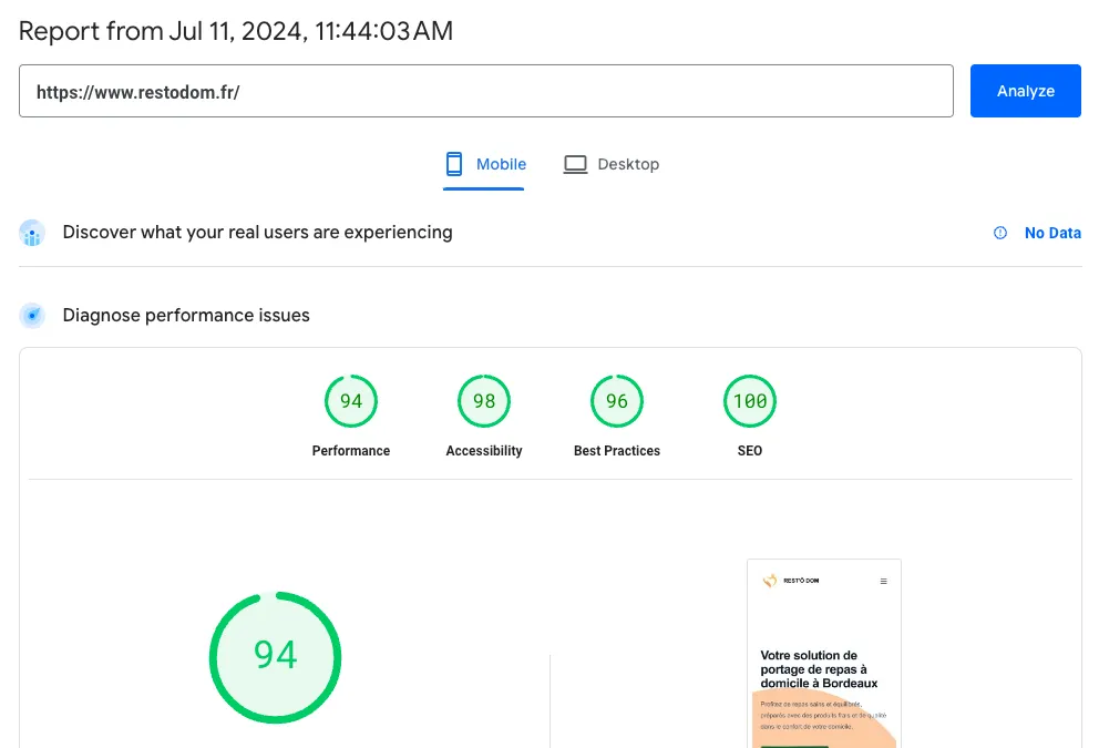 Restodom performance report